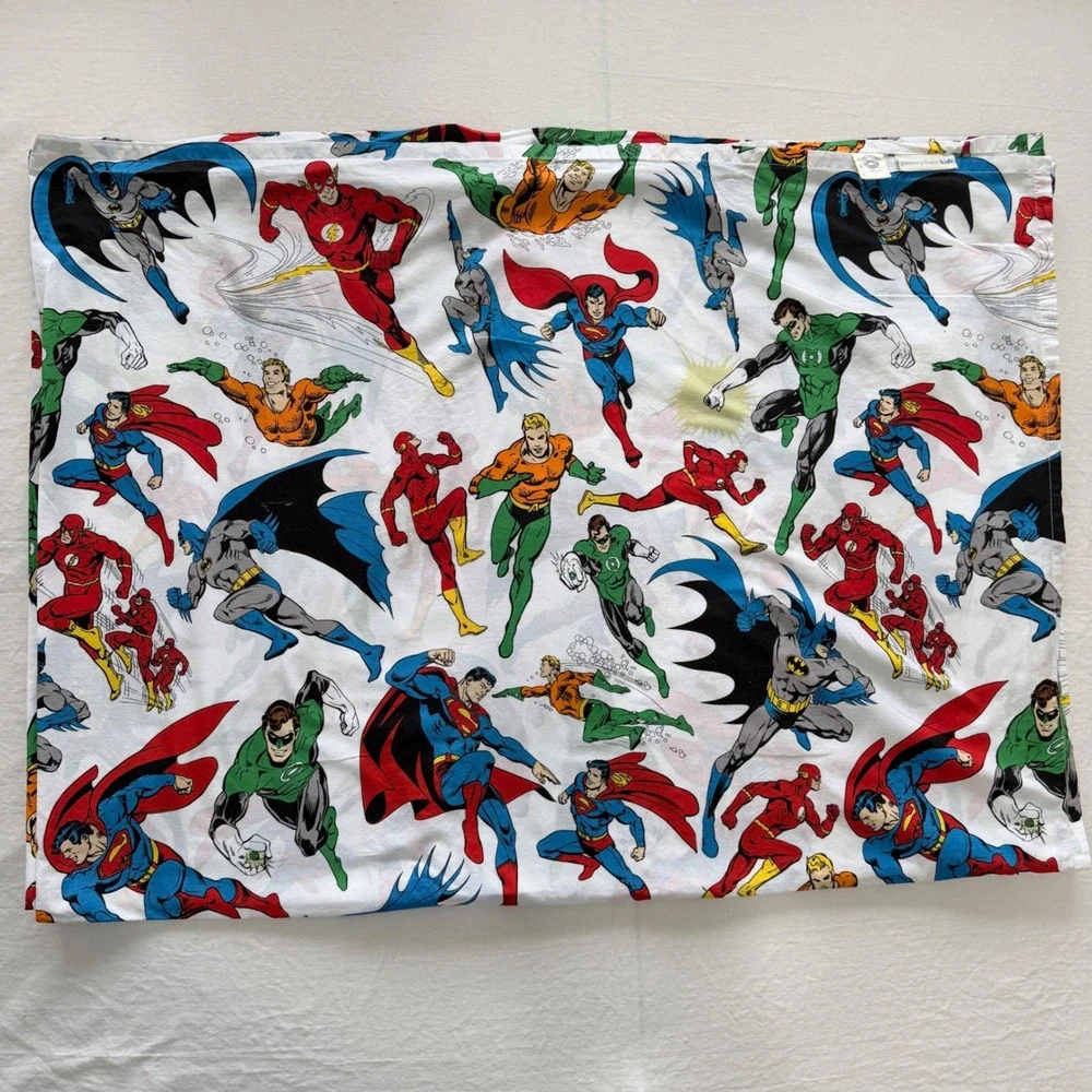 Pottery Barn Kids DC Justice League Twin Flat Sheet Batman Superman Organic